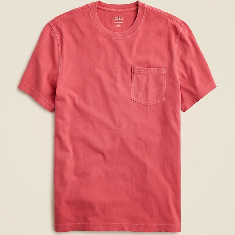 NWOT J Crew factory slim washed jersey pocket tee collar seam needs to be sewn